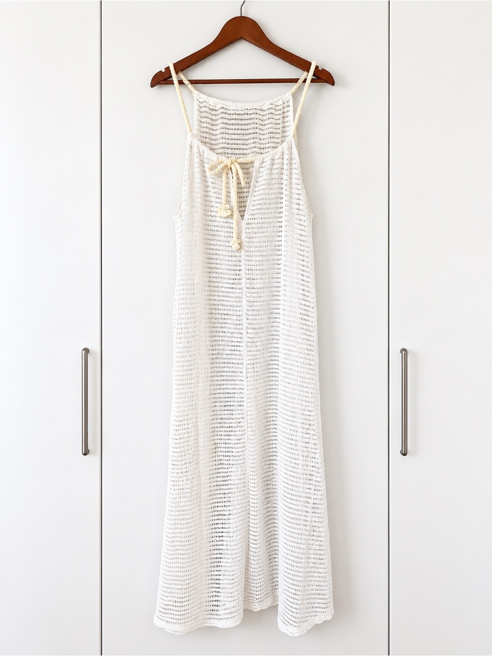 Haute Hippie Style white open-knit/crochet maxi dress/cover-up, size XL